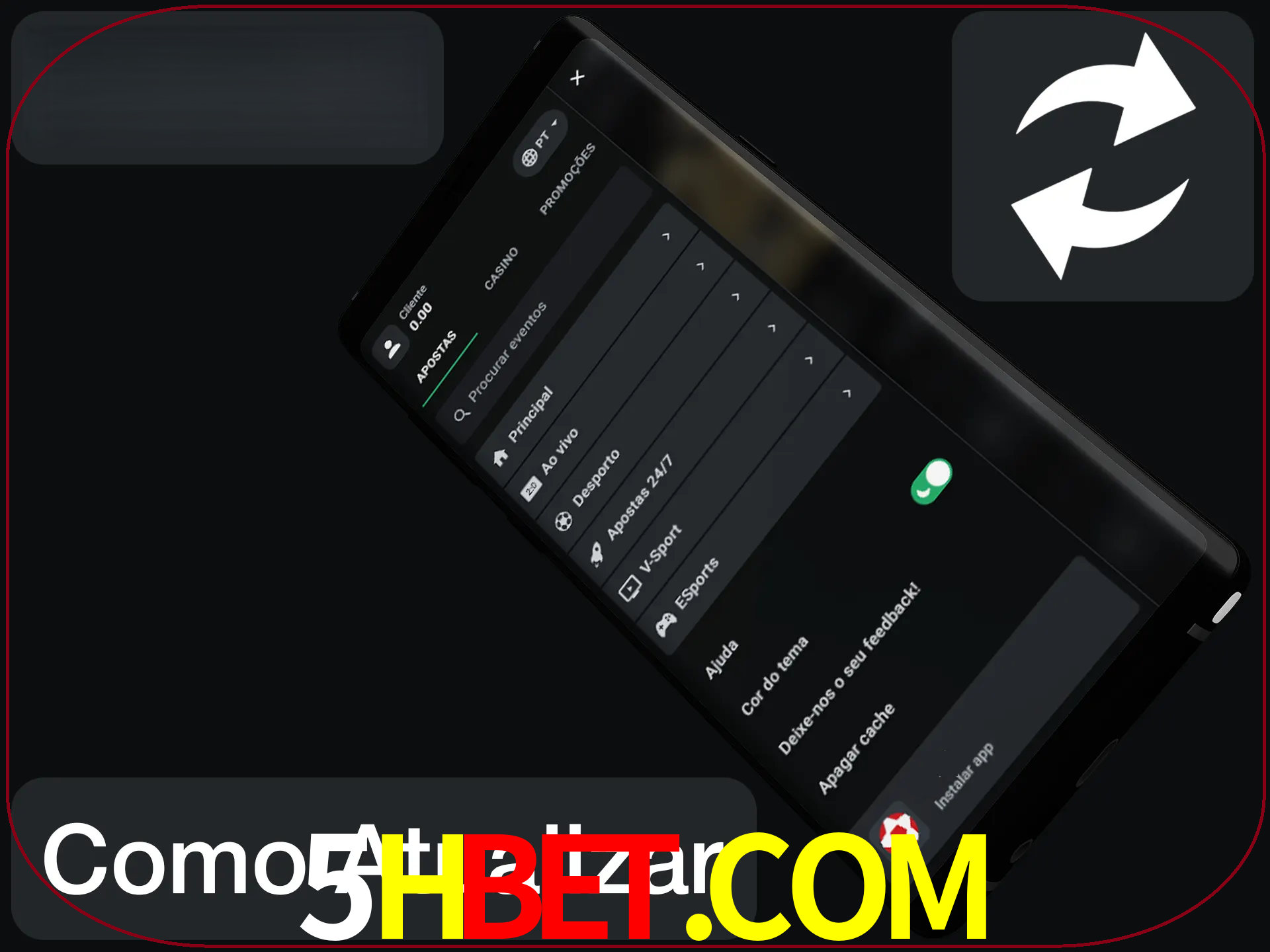 O aplicativo é atualizado automaticamente quando você faz o login.
