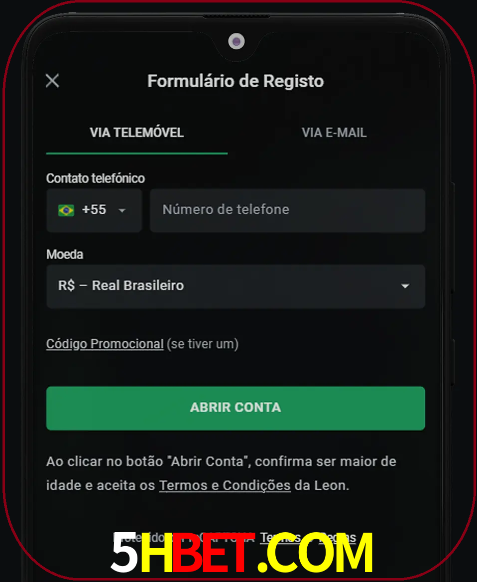 Abra o aplicativo e inicie o processo de registro.