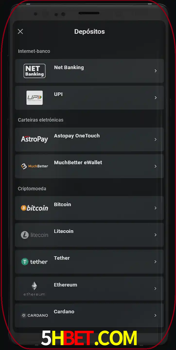 Você pode usar métodos alternativos de depósito.
